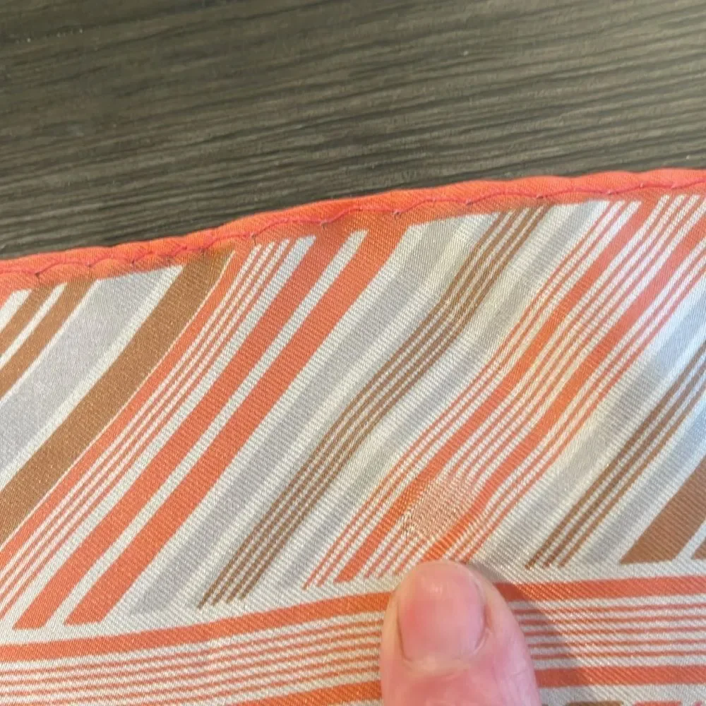 Vintage Pin Striped Peach & Tan Silk Blend Scarf